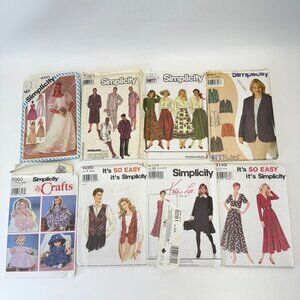Simplicity Vintage 80s Sewing Patterns LOT 6241 8323‎ 9285 9174 9149 8960